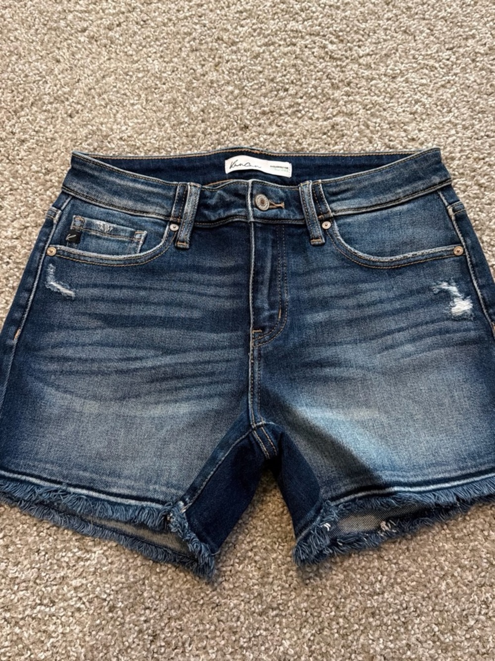KanCan Dark Blue Distressed Denim Jean Shorts